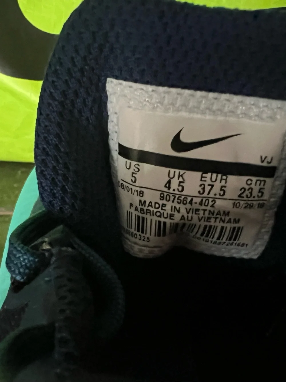 Nike soccer Racing shoes Navy and Teal with Neon Bag New sf - Picture 3 of 3